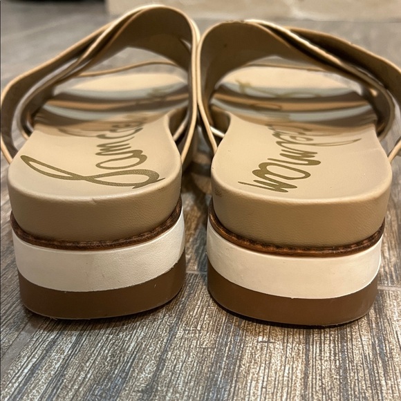 Sam Edelman Ariele Gold Metallic Snake Strappy Platform Slide On Sandals Size 6 - Picture 11 of 12